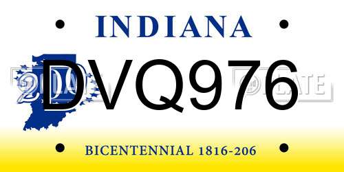 DVQ976 Indiana License Plate