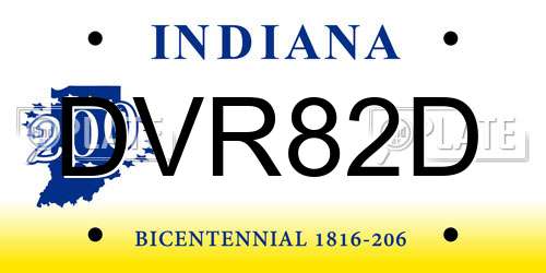 DVR82D Indiana License Plate