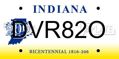 DVR82O Indiana License Plate