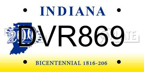DVR869 Indiana License Plate