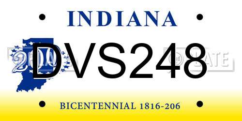 DVS248 Indiana License Plate
