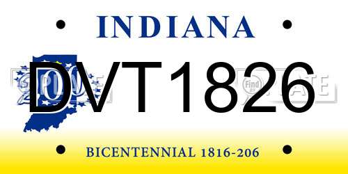 DVT1826 Indiana License Plate