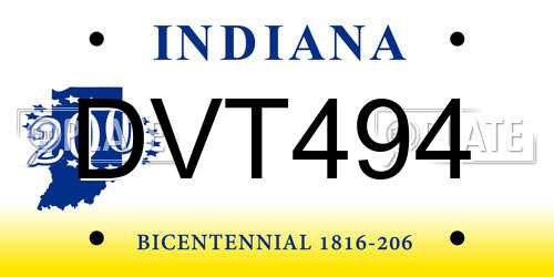 DVT494 Indiana License Plate