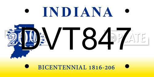 DVT847 Indiana License Plate