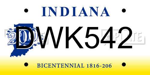 DWK542 Indiana License Plate