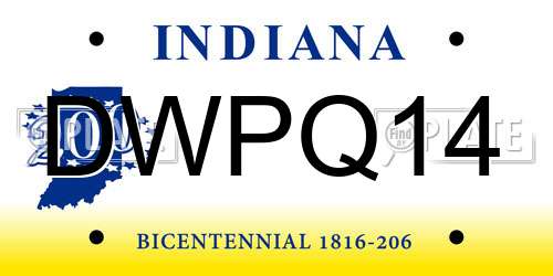 DWPQ14 Indiana License Plate