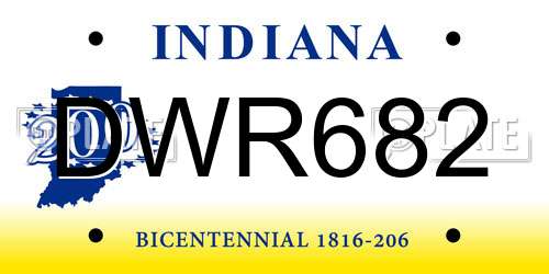 DWR682 Indiana License Plate