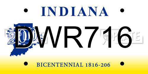 DWR716 Indiana License Plate