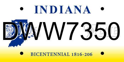 DWW7350 Indiana License Plate