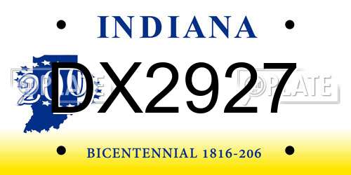 DX2927 Indiana License Plate