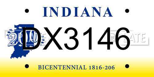 DX3146 Indiana License Plate
