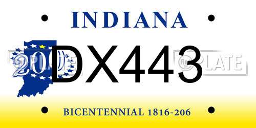 DX443 Indiana License Plate