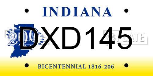 DXD145 Indiana License Plate