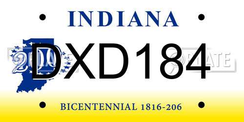 DXD184 Indiana License Plate