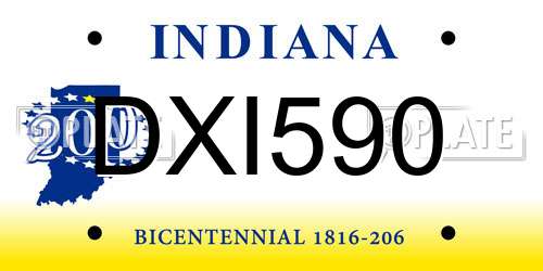 DXI590 Indiana License Plate