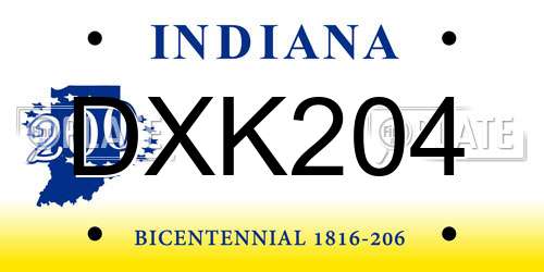 DXK204 Indiana License Plate