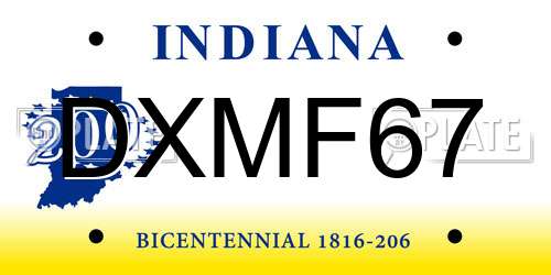 DXMF67 Indiana License Plate