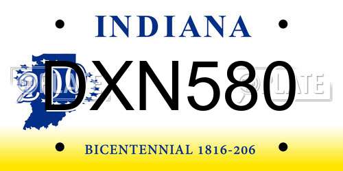DXN580 Indiana License Plate