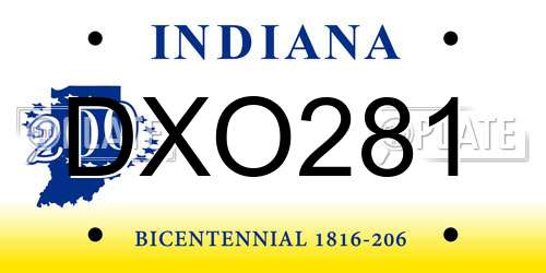 DXO281 Indiana License Plate