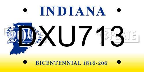 DXU713 Indiana License Plate