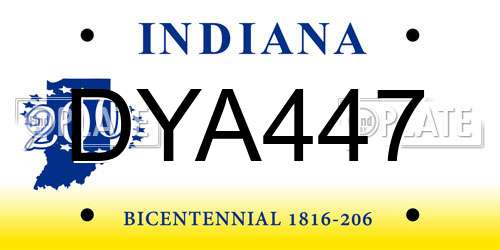 DYA447 Indiana License Plate