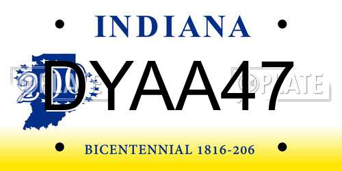 DYAA47 Indiana License Plate