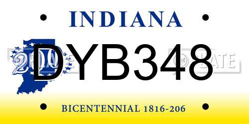 DYB348 Indiana License Plate