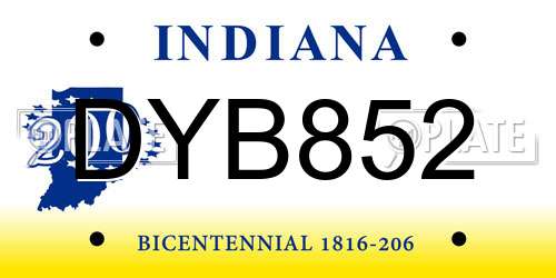 DYB852 Indiana License Plate