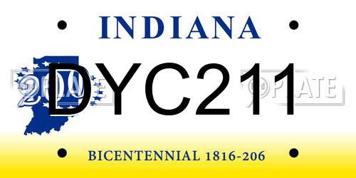 DYC211 Indiana License Plate
