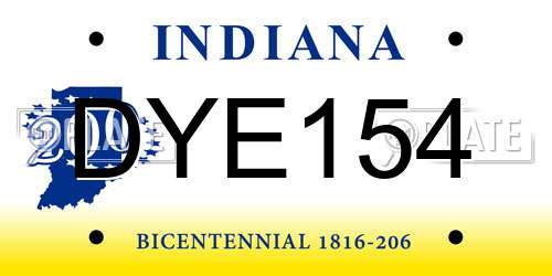 DYE154 Indiana License Plate