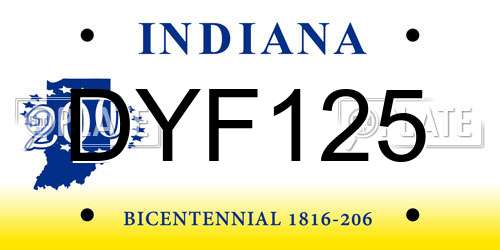 DYF125 Indiana License Plate