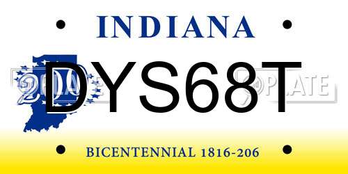 DYS68T Indiana License Plate