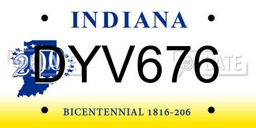 DYV676 Indiana License Plate