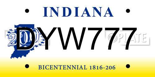 DYW777 Indiana License Plate