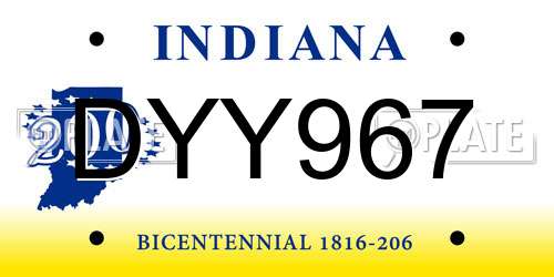 DYY967 Indiana License Plate