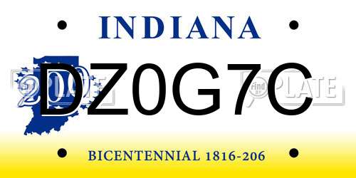 DZ0G7C Indiana License Plate