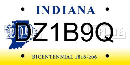 DZ1B9Q Indiana License Plate