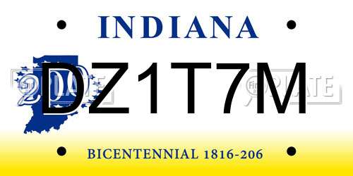 DZ1T7M Indiana License Plate