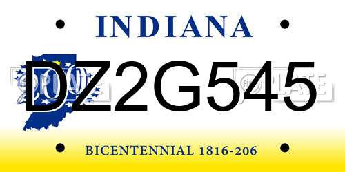 DZ2G545 Indiana License Plate