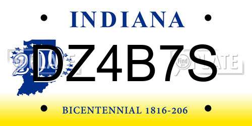 DZ4B7S Indiana License Plate