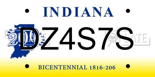 DZ4S7S Indiana License Plate