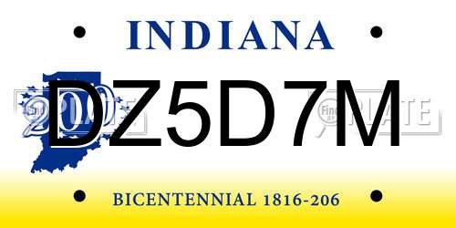 DZ5D7M Indiana License Plate