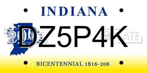 DZ5P4K Indiana License Plate
