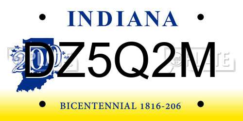 DZ5Q2M Indiana License Plate