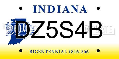 DZ5S4B Indiana License Plate