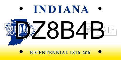 DZ8B4B Indiana License Plate
