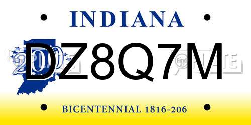 DZ8Q7M Indiana License Plate