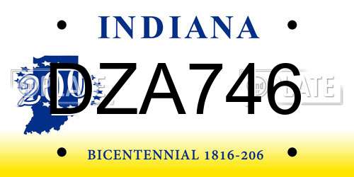 DZA746 Indiana License Plate