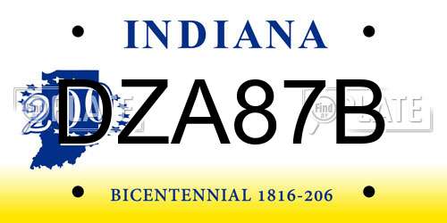 DZA87B Indiana License Plate