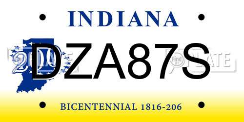 DZA87S Indiana License Plate
